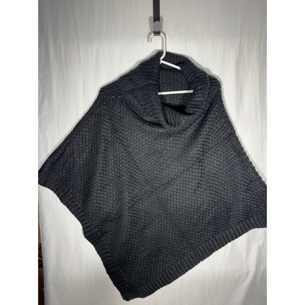 Fornash Womens Charcoal Black Knit Cowl Neck Poncho One Size Wrap Sweater